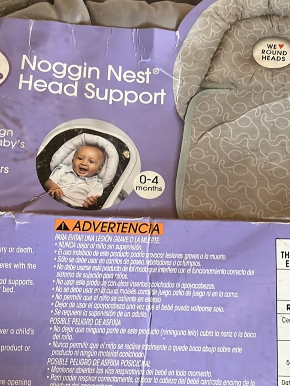 Boppy Noggin Nest Head Support in Gray and Purple Accents